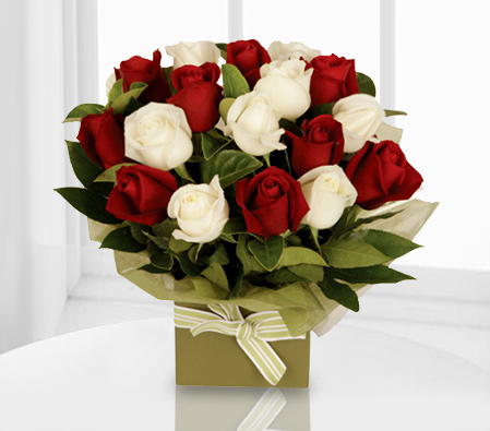 Enchantment-Red,White,Rose,Arrangement