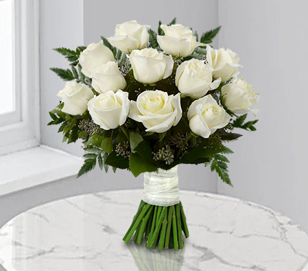 White Elegance-White,Rose,Bouquet