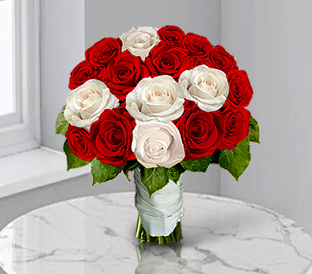 Chic Expressions-Red,White,Rose,Bouquet