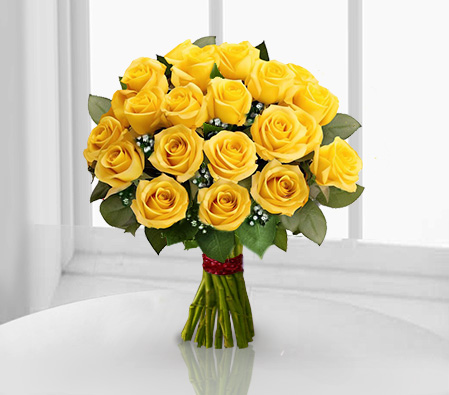 One Dozen Yellow Roses-Yellow,Rose,Bouquet